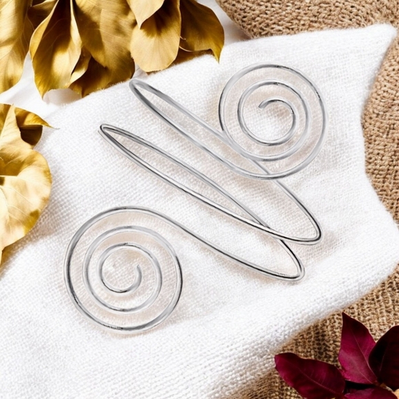🆕 Boho Chic Spiral Elegant Arm Cuff Bracelet Silver Plated Adjustable Statement - Picture 14 of 14